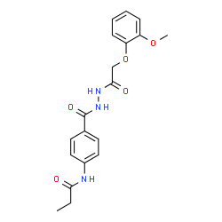 ChemSpider 2D Image | N-[4-({2-[(2-Methoxyphenoxy)acetyl]hydrazino}carbonyl)phenyl]propanamide | C19H21N3O5