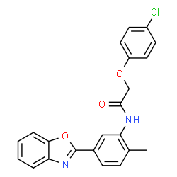 ChemSpider 2D Image | N-[5-(1,3-Benzoxazol-2-yl)-2-methylphenyl]-2-(4-chlorophenoxy)acetamide | C22H17ClN2O3