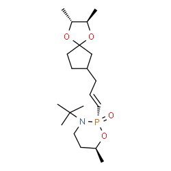 ChemSpider 2D Image | (2S,6S)-2-{(1E)-3-[(2R,3R)-2,3-Dimethyl-1,4-dioxaspiro[4.4]non-7-yl]-1-propen-1-yl}-6-methyl-3-(2-methyl-2-propanyl)-1,3,2-oxazaphosphinane 2-oxide | C20H36NO4P