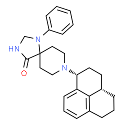 ChemSpider 2D Image | 8-[(1R,3aS)-2,3,3a,4,5,6-Hexahydro-1H-phenalen-1-yl]-1-phenyl-1,3,8-triazaspiro[4.5]decan-4-one | C26H31N3O
