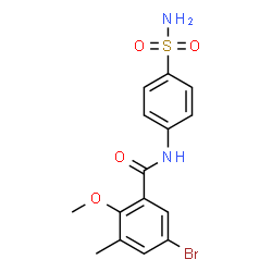 ChemSpider 2D Image | 5-Bromo-2-methoxy-3-methyl-N-(4-sulfamoylphenyl)benzamide | C15H15BrN2O4S