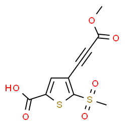 ChemSpider 2D Image | 4-(3-Methoxy-3-oxo-1-propyn-1-yl)-5-(methylsulfonyl)-2-thiophenecarboxylic acid | C10H8O6S2