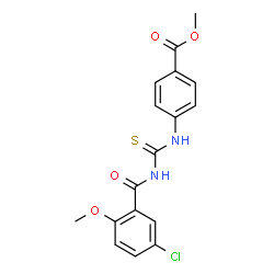 ChemSpider 2D Image | Methyl 4-{[(5-chloro-2-methoxybenzoyl)carbamothioyl]amino}benzoate | C17H15ClN2O4S