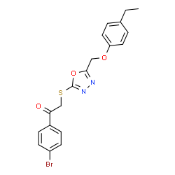 ChemSpider 2D Image | 1-(4-Bromophenyl)-2-({5-[(4-ethylphenoxy)methyl]-1,3,4-oxadiazol-2-yl}sulfanyl)ethanone | C19H17BrN2O3S