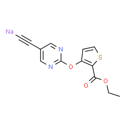 ChemSpider 2D Image | [(2-{[2-(Ethoxycarbonyl)-3-thienyl]oxy}-5-pyrimidinyl)ethynyl]sodium | C13H9N2NaO3S