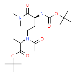 ChemSpider 2D Image | 2-Methyl-2-propanyl N-acetyl-N-[(3S)-4-(dimethylamino)-3-({[(2-methyl-2-propanyl)oxy]carbonyl}amino)-4-oxobutyl]-L-alaninate | C20H37N3O6