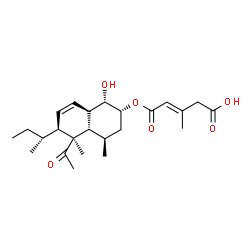 ChemSpider 2D Image | (3E)-5-({(1S,2R,4R,4aS,5S,6S,8aR)-5-Acetyl-6-[(2R)-2-butanyl]-1-hydroxy-4,5-dimethyl-1,2,3,4,4a,5,6,8a-octahydro-2-naphthalenyl}oxy)-3-methyl-5-oxo-3-pentenoic acid | C24H36O6