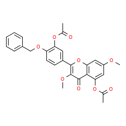ChemSpider 2D Image | 2-[3-Acetoxy-4-(benzyloxy)phenyl]-3,7-dimethoxy-4-oxo-4H-chromen-5-yl acetate | C28H24O9