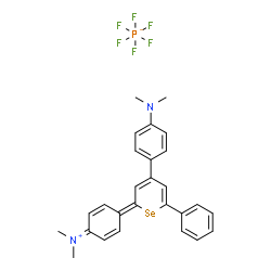 ChemSpider 2D Image | 4-{4-[4-(Dimethylamino)phenyl]-6-phenyl-2H-selenopyran-2-ylidene}-N,N-dimethyl-2,5-cyclohexadien-1-iminium hexafluorophosphate | C27H27F6N2PSe
