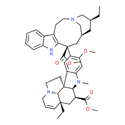 ChemSpider 2D Image | Methyl (2beta,3alpha,5alpha,12beta,19alpha)-15-[(13S,15S,17S)-17-ethyl-13-(methoxycarbonyl)-1,11-diazatetracyclo[13.3.1.0~4,12~.0~5,10~]nonadeca-4(12),5,7,9-tetraen-13-yl]-16-methoxy-1-methyl-6,7-dide
hydroaspidospermidine-3-carboxylate | C44H56N4O5