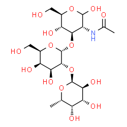 ChemSpider 2D Image | 6-Deoxy-alpha-L-galactopyranosyl-(1->2)-alpha-D-galactopyranosyl-(1->3)-2-acetamido-2-deoxy-D-glucopyranose | C20H35NO15