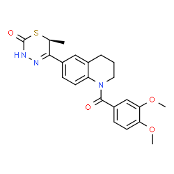 ChemSpider 2D Image | (6S)-5-[1-(3,4-Dimethoxybenzoyl)-1,2,3,4-tetrahydro-6-quinolinyl]-6-methyl-3,6-dihydro-2H-1,3,4-thiadiazin-2-one | C22H23N3O4S