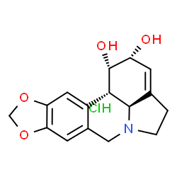 ChemSpider 2D Image | (1S,2R,12bS,12cS)-2,4,5,7,12b,12c-Hexahydro-1H-[1,3]dioxolo[4,5-j]pyrrolo[3,2,1-de]phenanthridine-1,2-diol hydrochloride (1:1) | C16H18ClNO4