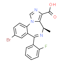 ChemSpider 2D Image | (4R)-8-Bromo-6-(2-fluorophenyl)-4-methyl-4H-imidazo[1,5-a][1,4]benzodiazepine-3-carboxylic acid | C19H13BrFN3O2