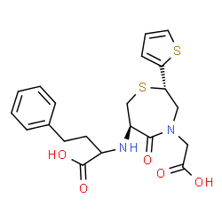 ChemSpider 2D Image | 2-{[(2S,6R)-4-(Carboxymethyl)-5-oxo-2-(2-thienyl)-1,4-thiazepan-6-yl]amino}-4-phenylbutanoic acid | C21H24N2O5S2