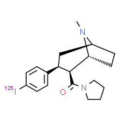 ChemSpider 2D Image | {(1R,2S,3S,5S)-3-[4-(~125~I)Iodophenyl]-8-methyl-8-azabicyclo[3.2.1]oct-2-yl}(1-pyrrolidinyl)methanone | C19H25125IN2O