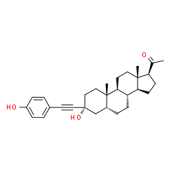 ChemSpider 2D Image | (3alpha,5beta)-3-Hydroxy-3-[(4-hydroxyphenyl)ethynyl]pregnan-20-one | C29H38O3