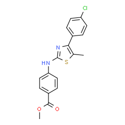 ChemSpider 2D Image | Methyl 4-{[4-(4-chlorophenyl)-5-methyl-1,3-thiazol-2-yl]amino}benzoate | C18H15ClN2O2S