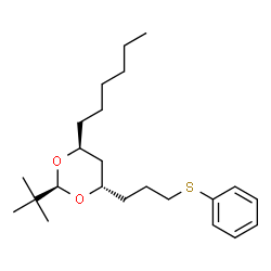 ChemSpider 2D Image | (2S,4S,6S)-4-Hexyl-2-(2-methyl-2-propanyl)-6-[3-(phenylsulfanyl)propyl]-1,3-dioxane | C23H38O2S