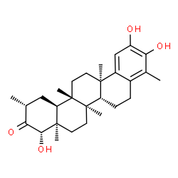 ChemSpider 2D Image | (2R,4S,4aR,6aR,6bR,12bR,14aS,14bS)-4,10,11-Trihydroxy-2,4a,6a,9,12b,14a-hexamethyl-1,4,4a,5,6,6a,6b,7,8,12b,13,14,14a,14b-tetradecahydro-3(2H)-picenone | C28H40O4