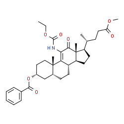 ChemSpider 2D Image | Methyl (3alpha,5beta)-3-(benzoyloxy)-11-[(ethoxycarbonyl)amino]-12-oxochol-9(11)-en-24-oate | C35H47NO7