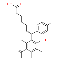 ChemSpider 2D Image | (7R)-7-(3-Acetyl-6-hydroxy-2,4,5-trimethylphenyl)-7-(4-fluorophenyl)heptanoic acid | C24H29FO4