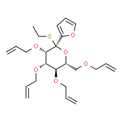 ChemSpider 2D Image | Ethyl 2,3,4,6-tetra-O-allyl-1-C-2-furyl-1-thio-alpha-D-mannopyranoside | C24H34O6S