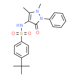ChemSpider 2D Image | N-(1,5-Dimethyl-3-oxo-2-phenyl-2,3-dihydro-1H-pyrazol-4-yl)-4-(2-methyl-2-propanyl)benzenesulfonamide | C21H25N3O3S