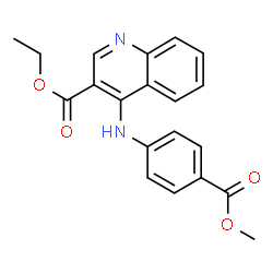 ChemSpider 2D Image | Ethyl 4-{[4-(methoxycarbonyl)phenyl]amino}-3-quinolinecarboxylate | C20H18N2O4