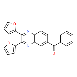 ChemSpider 2D Image | [2,3-Di(2-furyl)-6-quinoxalinyl](phenyl)methanone | C23H14N2O3