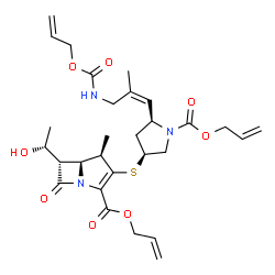 ChemSpider 2D Image | Allyl (4R,5S,6S)-3-({(3S,5S)-1-[(allyloxy)carbonyl]-5-[(1Z)-3-{[(allyloxy)carbonyl]amino}-2-methyl-1-propen-1-yl]-3-pyrrolidinyl}sulfanyl)-6-[(1R)-1-hydroxyethyl]-4-methyl-7-oxo-1-azabicyclo[3.2.0]hep
t-2-ene-2-carboxylate | C29H39N3O8S