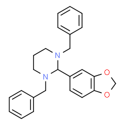 ChemSpider 2D Image | pyrimidine, 2-(1,3-benzodioxol-5-yl)hexahydro-1,3-bis(phenylmethyl)- | C25H26N2O2