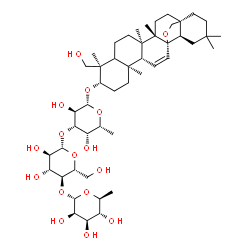 ChemSpider 2D Image | (3beta,5xi,13alpha,17alpha)-23-Hydroxy-13,28-epoxyolean-11-en-3-yl 6-deoxy-alpha-L-mannopyranosyl-(1->4)-beta-D-glucopyranosyl-(1->3)-6-deoxy-beta-D-galactopyranoside | C48H78O16
