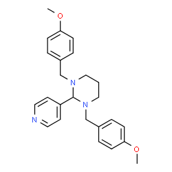 ChemSpider 2D Image | 1,3-Bis(4-methoxybenzyl)-2-(4-pyridinyl)hexahydropyrimidine | C25H29N3O2