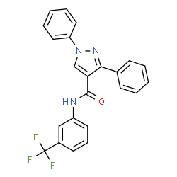 ChemSpider 2D Image | 1,3-Diphenyl-N-[3-(trifluoromethyl)phenyl]-1H-pyrazole-4-carboxamide | C23H16F3N3O