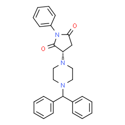 ChemSpider 2D Image | (3S)-3-[4-(Diphenylmethyl)-1-piperazinyl]-1-phenyl-2,5-pyrrolidinedione | C27H27N3O2