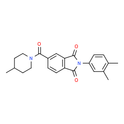 ChemSpider 2D Image | 2-(3,4-Dimethylphenyl)-5-[(4-methyl-1-piperidinyl)carbonyl]-1H-isoindole-1,3(2H)-dione | C23H24N2O3