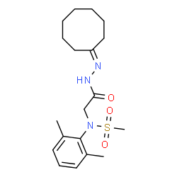 ChemSpider 2D Image | N-[2-(2-Cyclooctylidenehydrazino)-2-oxoethyl]-N-(2,6-dimethylphenyl)methanesulfonamide | C19H29N3O3S