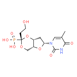 ChemSpider 2D Image | 1-{2-Deoxy-3,5-O-[(1S)-3-hydroxy-1-phosphonopropylidene]-beta-D-threo-pentofuranosyl}-5-methyl-2,4(1H,3H)-pyrimidinedione | C13H19N2O9P