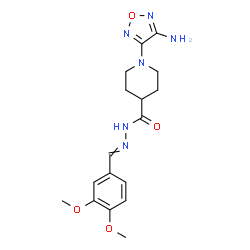ChemSpider 2D Image | 1-(4-Amino-1,2,5-oxadiazol-3-yl)-N'-(3,4-dimethoxybenzylidene)-4-piperidinecarbohydrazide | C17H22N6O4