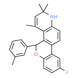 ChemSpider 2D Image | 9-Fluoro-2,2,4-trimethyl-5-(3-methylphenyl)-2,5-dihydro-1H-chromeno[3,4-f]quinoline | C26H24FNO