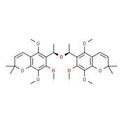 ChemSpider 2D Image | 5,7,8-Trimethoxy-2,2-dimethyl-6-{(1R)-1-[(1S)-1-(5,7,8-trimethoxy-2,2-dimethyl-2H-chromen-6-yl)ethoxy]ethyl}-2H-chromene | C32H42O9