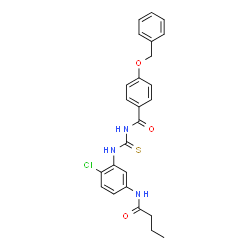 ChemSpider 2D Image | 4-(Benzyloxy)-N-{[5-(butyrylamino)-2-chlorophenyl]carbamothioyl}benzamide | C25H24ClN3O3S