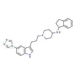 ChemSpider 2D Image | N-(2,3-Dihydro-1H-inden-1-yl)-1-{3-[5-(4H-1,2,4-triazol-4-yl)-1H-indol-3-yl]propyl}-4-piperidinamine | C27H32N6