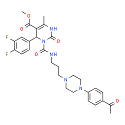 ChemSpider 2D Image | Methyl 3-({3-[4-(4-acetylphenyl)-1-piperazinyl]propyl}carbamoyl)-4-(3,4-difluorophenyl)-6-methyl-2-oxo-1,2,3,4-tetrahydro-5-pyrimidinecarboxylate | C29H33F2N5O5