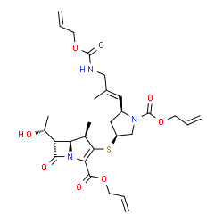 ChemSpider 2D Image | Allyl (4R,5S,6S)-3-({(3S,5S)-1-[(allyloxy)carbonyl]-5-[(1E)-3-{[(allyloxy)carbonyl]amino}-2-methyl-1-propen-1-yl]-3-pyrrolidinyl}sulfanyl)-6-[(1R)-1-hydroxyethyl]-4-methyl-7-oxo-1-azabicyclo[3.2.0]hep
t-2-ene-2-carboxylate | C29H39N3O8S