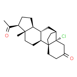 ChemSpider 2D Image | (1R,2S,5S,6S,9S,10S,12S,13S)-6-Acetyl-13-chloro-5-methylpentacyclo[10.5.2.0~1,13~.0~2,10~.0~5,9~]nonadecan-15-one | C22H31ClO2