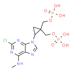 ChemSpider 2D Image | {2-[2-chloro-6-(methylamino)-9H-purin-9-yl]cyclopropane-1,1-diyl}dimethanediyl bis[dihydrogen (phosphate)] | C11H16ClN5O8P2