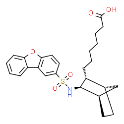ChemSpider 2D Image | 7-{(1S,2R,3R,4R)-3-[(Dibenzo[b,d]furan-2-ylsulfonyl)amino]bicyclo[2.2.1]hept-2-yl}heptanoic acid | C26H31NO5S