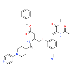 ChemSpider 2D Image | Benzyl (3R)-4-{2-[(1Z)-2-acetamido-3-methoxy-3-oxo-1-propen-1-yl]-5-cyanophenoxy}-3-({[1-(4-pyridinyl)-4-piperidinyl]carbonyl}amino)butanoate | C35H37N5O7